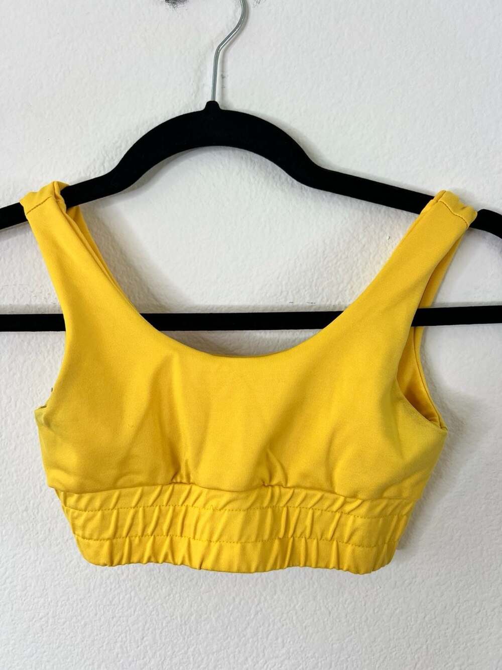 FIVE The Label Yellow Scoop Neck Athletic Crop Tank Top